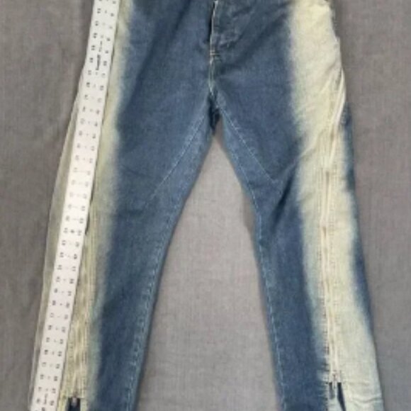 Mijko Zipper Jeans Mens 2XL Blue Gradient Baggy Denim Y2K Statement Streetwear - Picture 5 of 13